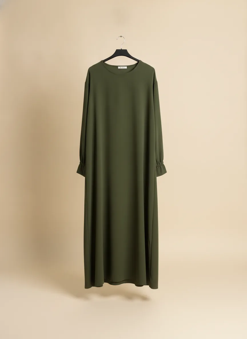 Abaya vert olive unie