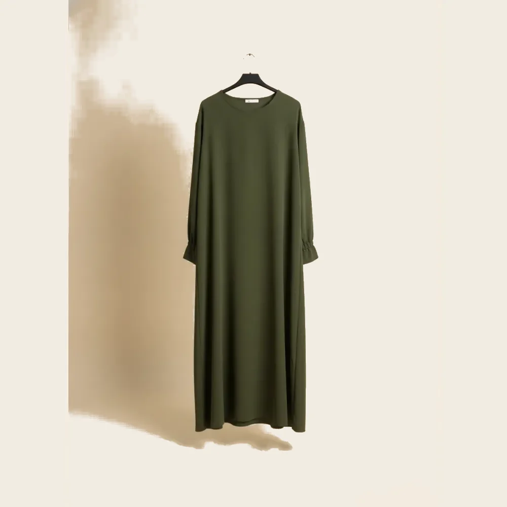 Abaya vert olive unie